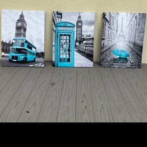 Set of 3 - Wall Art - London & Paris